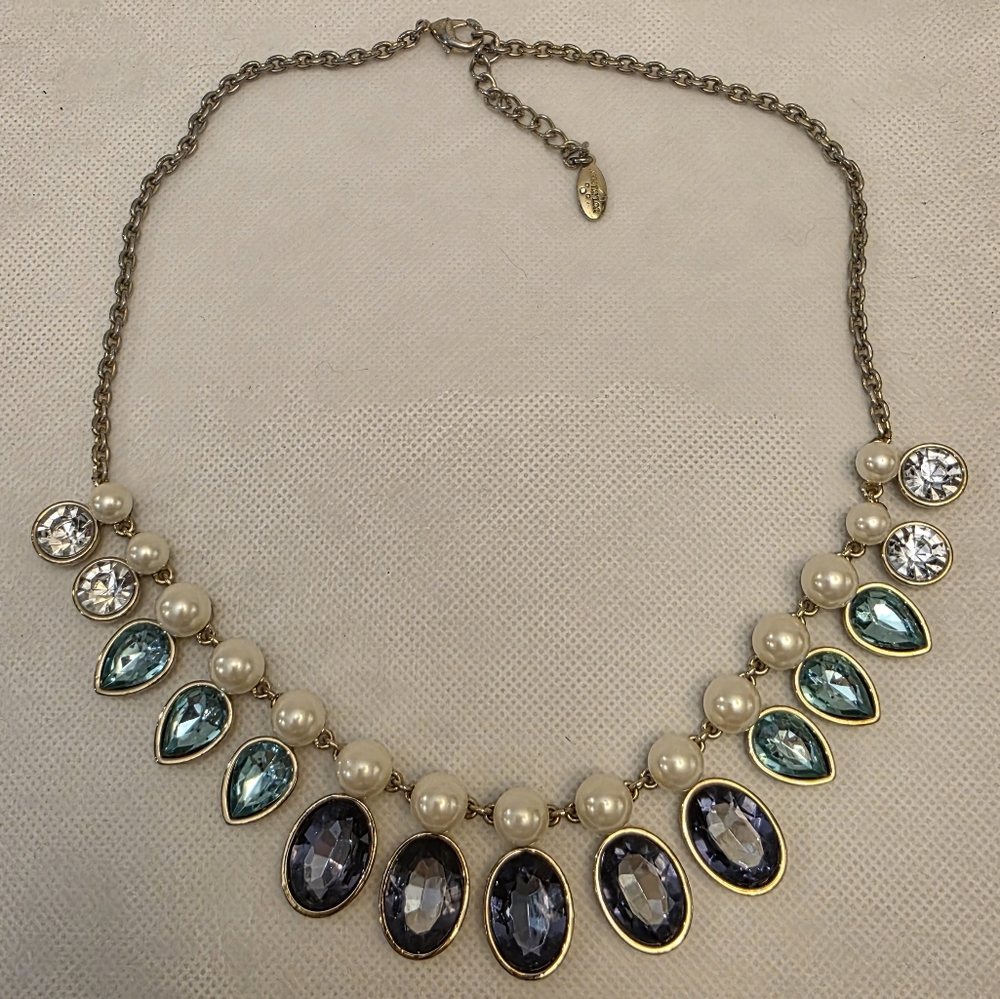 Elegant Gold and Blue Statement Necklace